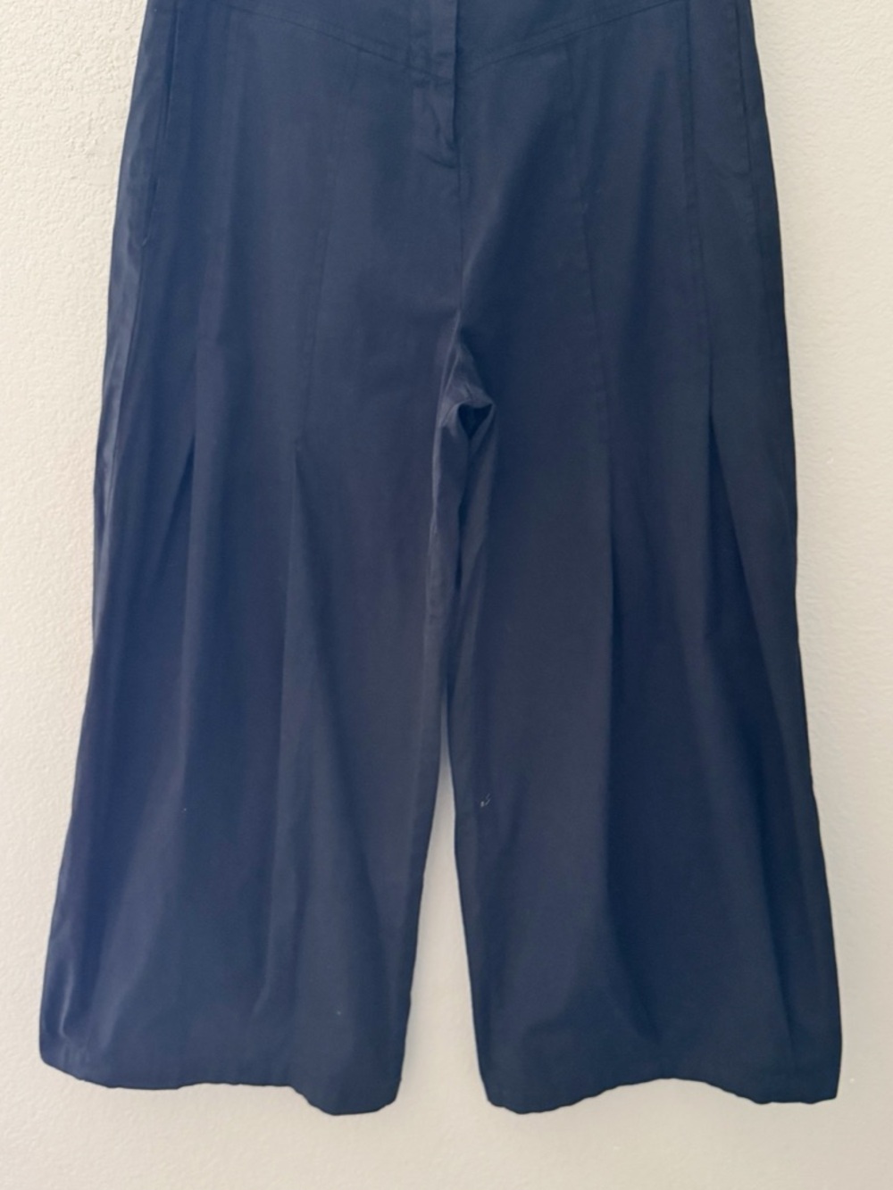 Eleven Stitch Design Wide Leg Pants Large Black Cotton Poplin Minimalist Boho - Picture 4 of 10
